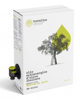 Tunnaliva Olio extravergine d'oliva IGP Sicilia, cultivar Nocellara del Belice- Bag-in-box 5Lt- Tunnaliva Oleicoltori Siciliani