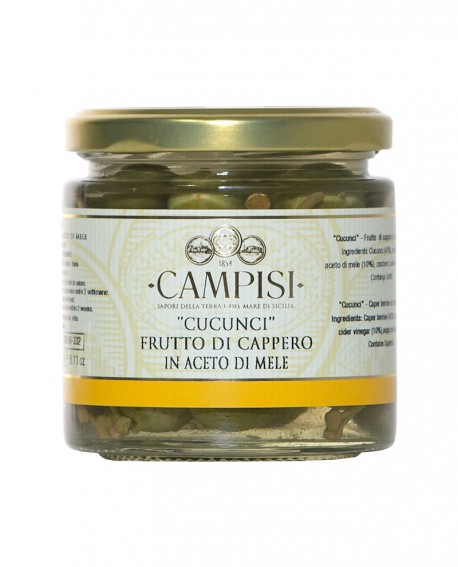 Cucunci - Frutti di Cappero in Aceto di Mele - vaso vetro 230 g - Campisi