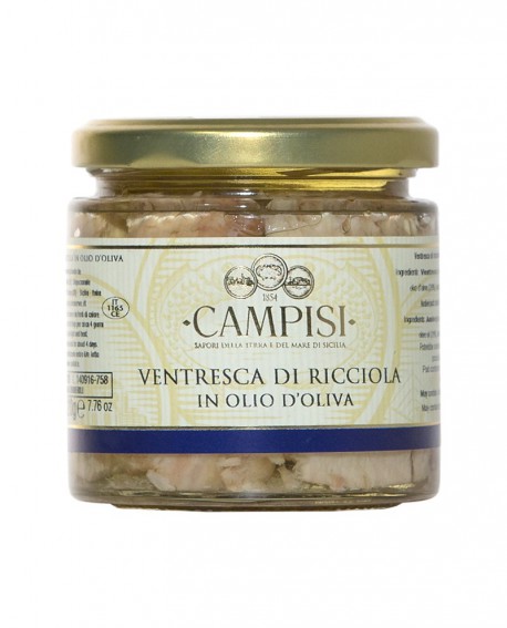 Ventresca Ricciola in Olio di Oliva - vaso vetro 220 g - Campisi