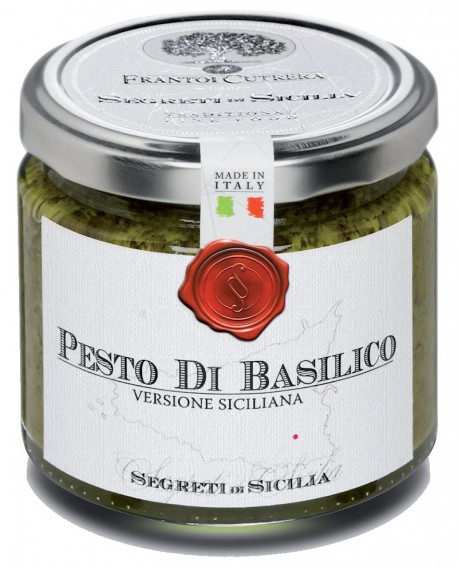 Pesto di Basilico versione siciliana - vasetto di vetro 212 - 190 g - Frantoi Cutrera Segreti di Sicilia