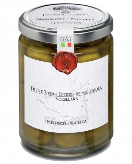 Olive Verdi intere in Salamoia Nocellara Belice - vasetto di vetro 314 - 290 g - Frantoi Cutrera Segreti di Sicilia