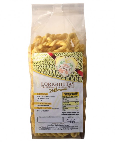 Lorighittas allo Zafferano di semola di grano duro fatta a mano - sfuso in busta 2,5 kg - Pastificio SA LORIGHITTA LONGA