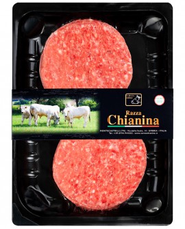 Hamburger di Carne Chianina da 180g - confezione da n.2 pezzi 360g skin - Carne Certificata - Macelleria Co.Pro.Car. San Nicolo