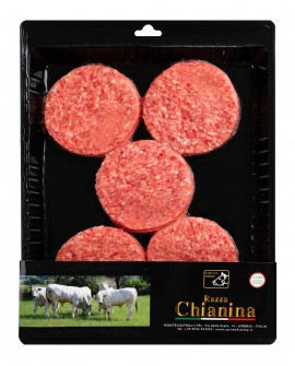 Hamburger di Carne Chianina da 170g - confezione da n.5 pezzi 850g skin - Carne Certificata - Macelleria Co.Pro.Car. San Nicolo
